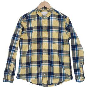Aeropostale Mens Yellow Blue Plaid Long Sleeve ButtonDown Shirt Size M Casual